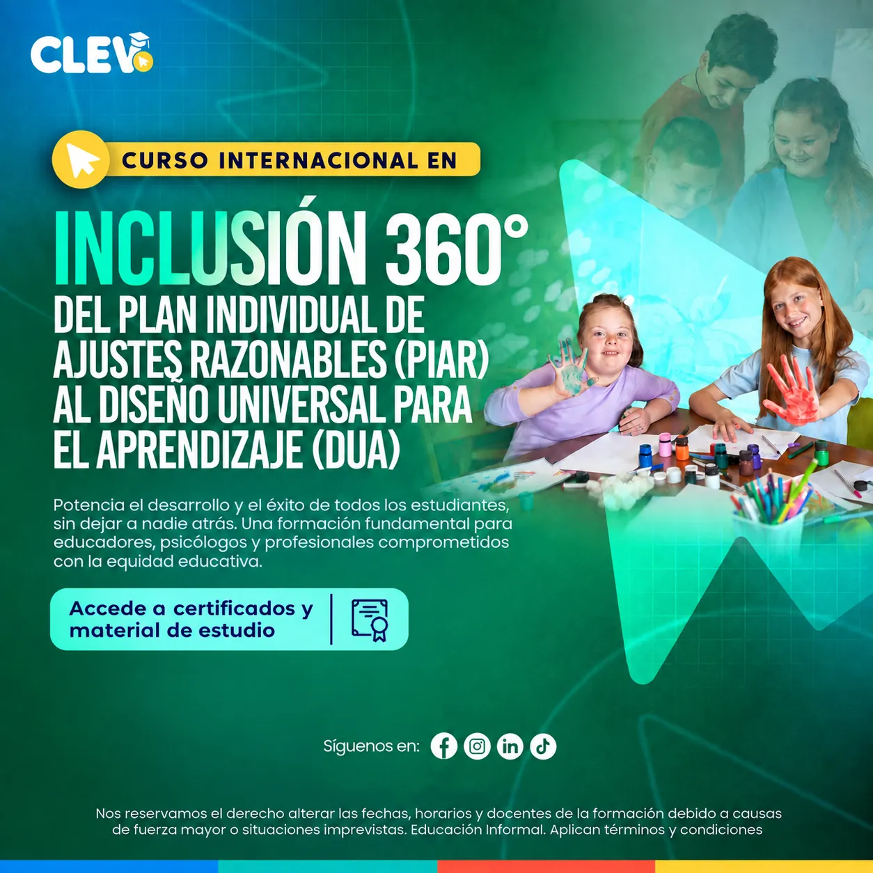 Curso en Inclusión 360°: del Plan Individual de Ajustes Razonables (PIAR) al Diseño Universal para el Aprendizaje (DUA)